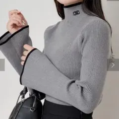 【値下げ不可】チコ CHICO 首刺繍ハイネックリブニット グレー