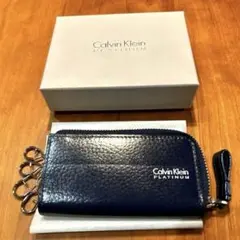 【極美品】Calvin Klein Platinum ネイビーキーケース