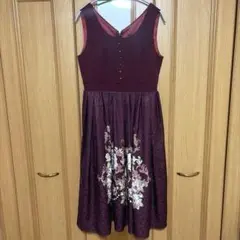 axesfemmeアクシーズファム ワンピース ジャンスカ ワインレッド