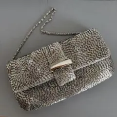 パーティバッグ　総ビーズ　シルバー　セミビンテージ