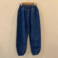 【新品・未使用】キッズ デニムパンツ ジョガーパンツ ネイビー 130-140