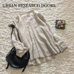 美品【DOORS】ドアーズ　リネン　Vネック　ワイドプルオーバー　長袖