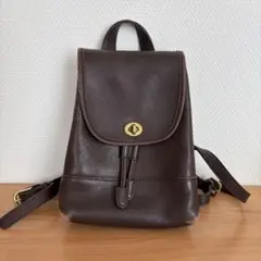 OLD COACH リュック　ターンロック　ダークブラウン　レザー　ヴィンテージ