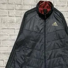 アディダス ナイロンジャケット中綿　ブラックM ロゴ刺繍アウトドア0123