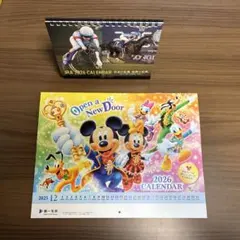 2026カレンダー　壁掛けディズニーと卓上JRAのセット