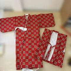 子供用 着物・羽織セット 赤 総柄　016