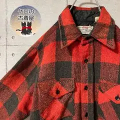 70年代 フルーツオブザルーム バッファローチェック 長袖シャツ ネルシャツのサムネイル