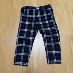 PETIT MAIN ネイビー チェック 裏起毛パンツ