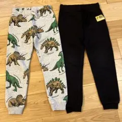 H&M 恐竜柄 ロングパンツ裏起毛 &黒ロングパンツ裏起毛140cm