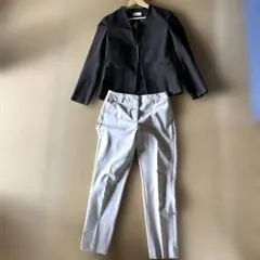 【PLST】ブラウンジャケットとベージュパンツのスーツセット