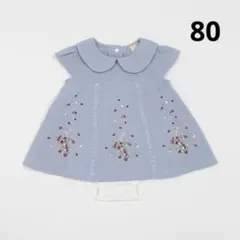 【新品未使用】petitmain 刺しゅうチュニックロンパース 80