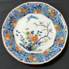 九谷焼 角福 八角輪花 花鳥図 飾皿 - メルカリ