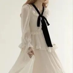 SINCETHENシフォン ロングワンピース キャミワンピース アイボリー S