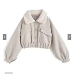 GRL ボア襟ショート丈ジャケット　アイボリー　kz569