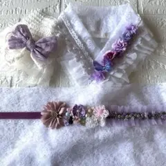 パールとレースの重ね衿　レース半衿　レース帯揚げ　お飾り5点　付け袖など全10点