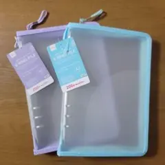 【即日発送】ダイソー 6リングファイル 紫 水色 2個セット