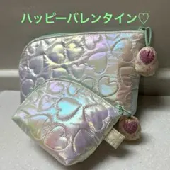 ♦️ハンドメイドポーチ　♡柄キルト