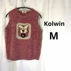 【Kolwin】コルウィン ゴルフ ニットベスト 赤 M トラ ワッペン レトロ
