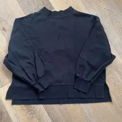 裏起毛　トレーナー　モックネック　ブラック　黒　スリット