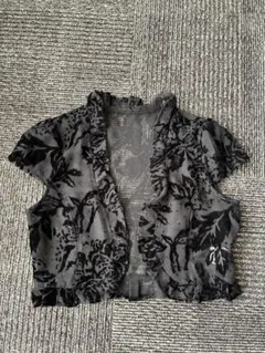 ボレロ　メトリーゼ　フリル付き半袖カーディガン 花柄　結婚式　ゲスト服