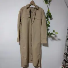 500円お値引き！美品！PLSTベージュ 長袖 シャツワンピース　Mサイズ