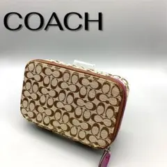 COACH コーチ シグネチャー ジュエリーボックス 茶 ブラウン 化粧　ポーチ