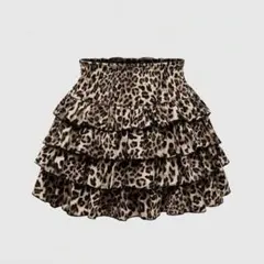 ROMWE レオパード ヒョウ柄 フリルスカート ミニスカート