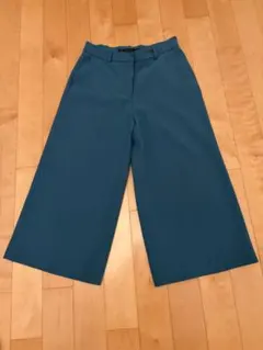 ZARA BASIC 青 ワイドパンツ XS