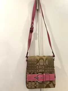 【美品】COACH コーチ　カバン　ショルダーバッグ　鞄　ピンク　肩掛