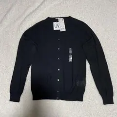 ユニクロ　UVカットクルーネックカーディガン（長袖）　ブラック　L