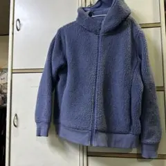 青フリースジャケット フード付き