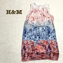 H&M 花柄ノースリーブチュニック 体系カバー　ロング丈　美品　ワンピース　M