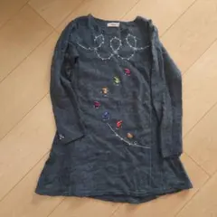 fdash　ファミリア グレー刺繍長袖ワンピース