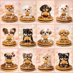 新柄‼️犬柄　12枚パネル生地　たい焼きわんこ