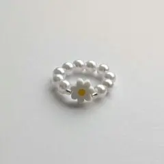 ハンドメイドアクセサリー　ビーズリング　シルバー
