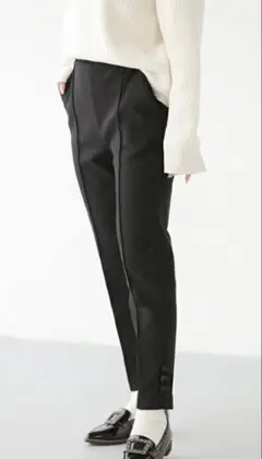 裾リボン裏起毛パンツ　フィットモア　M