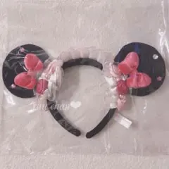 本日発送♡⃛ ディズニー　ミニー　お花　薔薇　フリル　ピンク　パール　カチューシャ