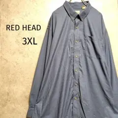 REDHEAD チェック柄長袖シャツ 3XLサイズ 灰青色系 US古着
