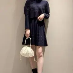 スナイデル【F】クロップドニットセットアップ 23AW プリーツ スカート 短丈