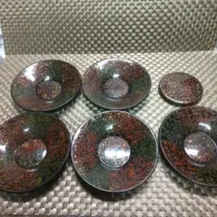 多色模様の陶器茶托5枚セット オマケ付