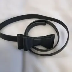 リボン付き黒ベルト　大きいサイズ 76cm〜　可愛いデザイン