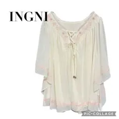 INGNI フリル付きホワイトチュニック　シフォンブラウス　M レディース