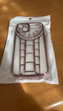 iPhone13スマホカバー　ピンクゴールド　キラキラ　ソフトケース　ビジュー