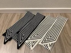 スカーフ 2色×2本ずつセット ストライプ柄 バイカラー 柄細スカーフ