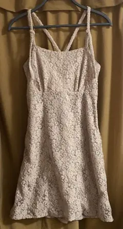 ナイスクラップ レースデザイン ベージュ ブラウン ワンピース F