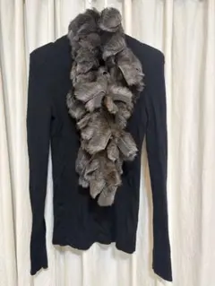 【リアルファー】極暖級！ラビットファー&スエード ストール　ゴージャス&高級感