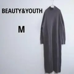 【ビューティー&ユース】美品　ロングワンピ　カシミヤ混　ハイネック　キレイめ