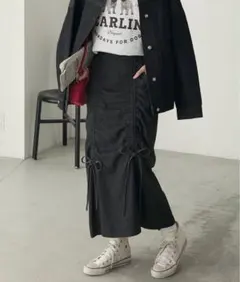 BONLECILL ドロストダブルリボンデニムスカート Sサイズ