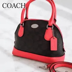 COACH シグネチャー 巾着 ショルダーバッグ レッド - メルカリ