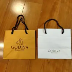 GODIVA ショップ袋 小型 2枚セット 白色 ゴールドのサムネイル